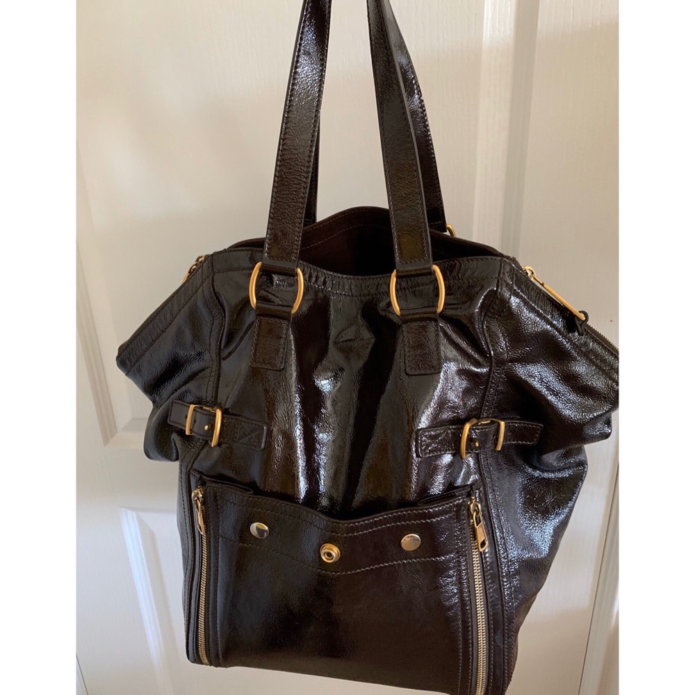 Yves Saint Laurent Patent Leather Downtown Tote